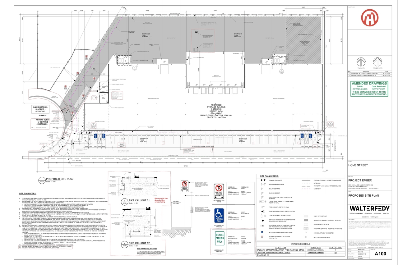 Construction site plan for project from page 4 of the file 'DP2025-05923 DMAP Plans Submitted (5MB) 2025-11-07'