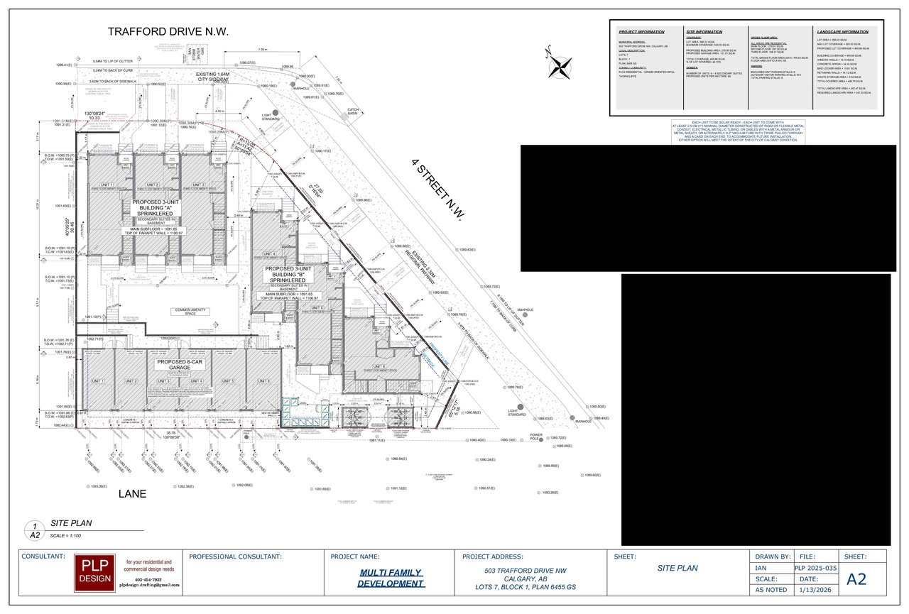 Construction site plan for project from page 5 of the file 'DP2025-05942 DMAP Plans (Amended) 2026-02-02 (10MB)'