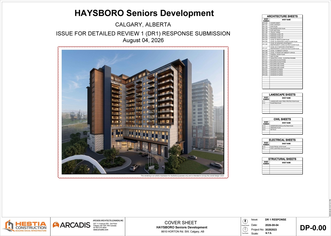 Rendering of building from page 1 of the file 'DP2025-05946 DMAP Plans Amended (18MB) 2026-08-11'