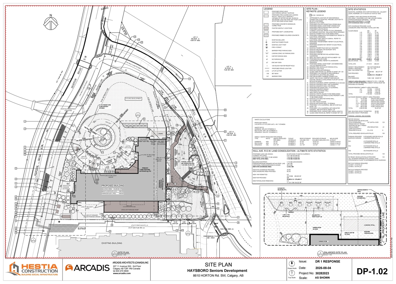 Construction site plan for project from page 3 of the file 'DP2025-05946 DMAP Plans Amended (18MB) 2026-08-11'
