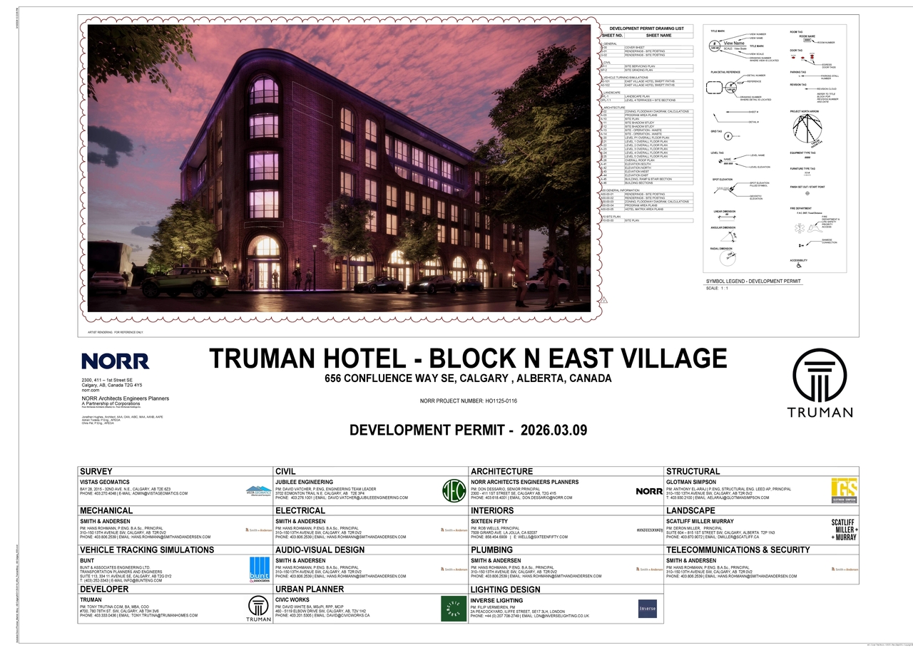 Construction site plan for project from page 1 of the file 'DP2025-05965 DMAP Plans Amended (12MB) 2026-03-10'
