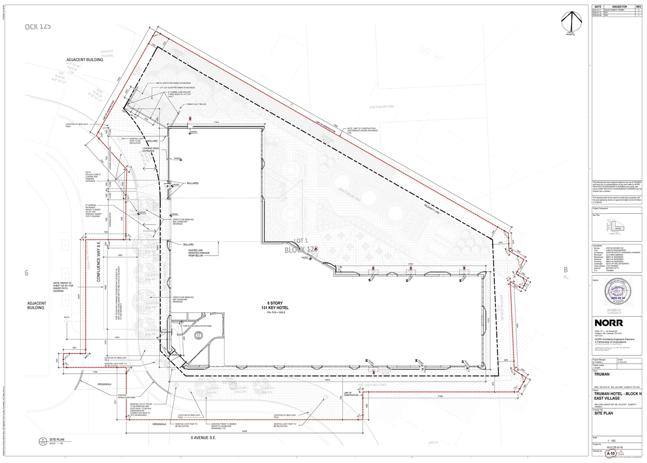 Construction site plan for project from page 5 of the file 'DP2025-05965 DMAP Plans Amended (12MB) 2026-03-10'
