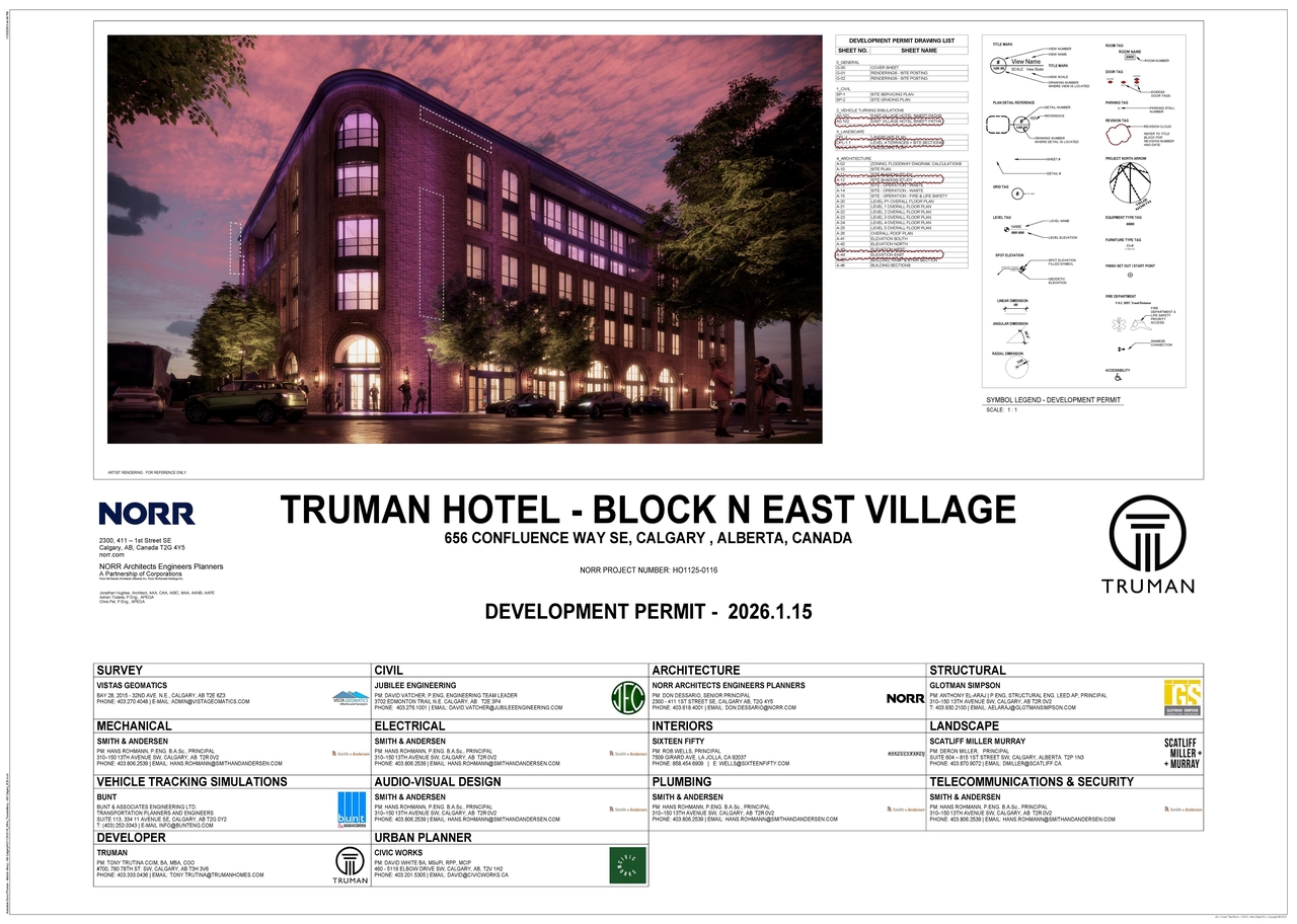 Construction site plan for project from page 1 of the file 'DP2025-05965 DMAP Amended Plans (7MB) 2026-01-15'