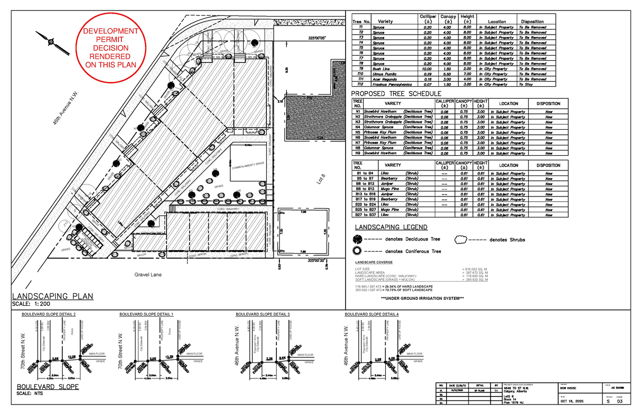 Construction site plan for project from page 3 of the file 'DP2025-05970 - DMAP PLANS - DECISION RENDERED 2026-04-15 (6MB)'