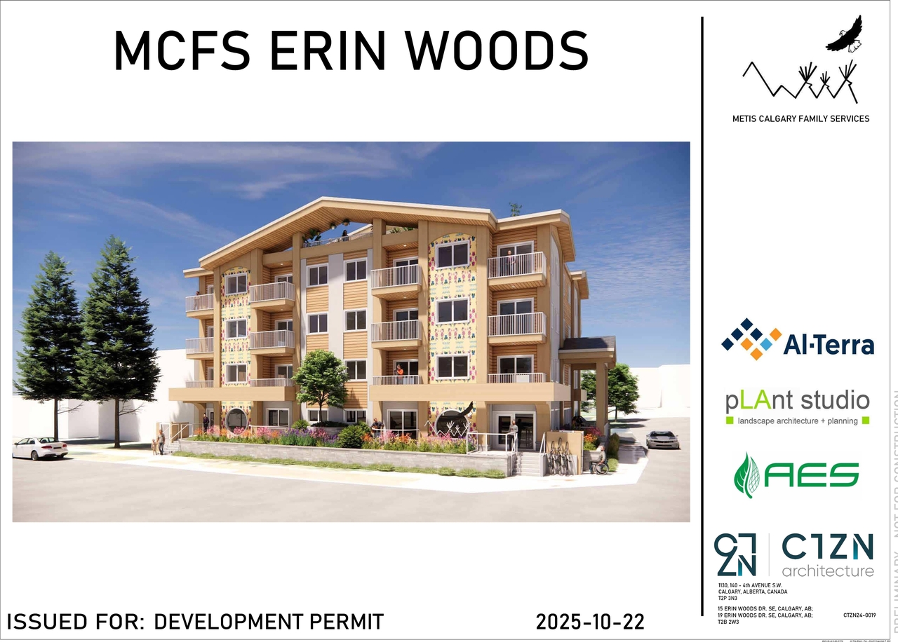 Rendering of building from page 1 of the file 'DP2025-06010 DMAP Plans (Submitted)  2025-10-23 (7MB)'