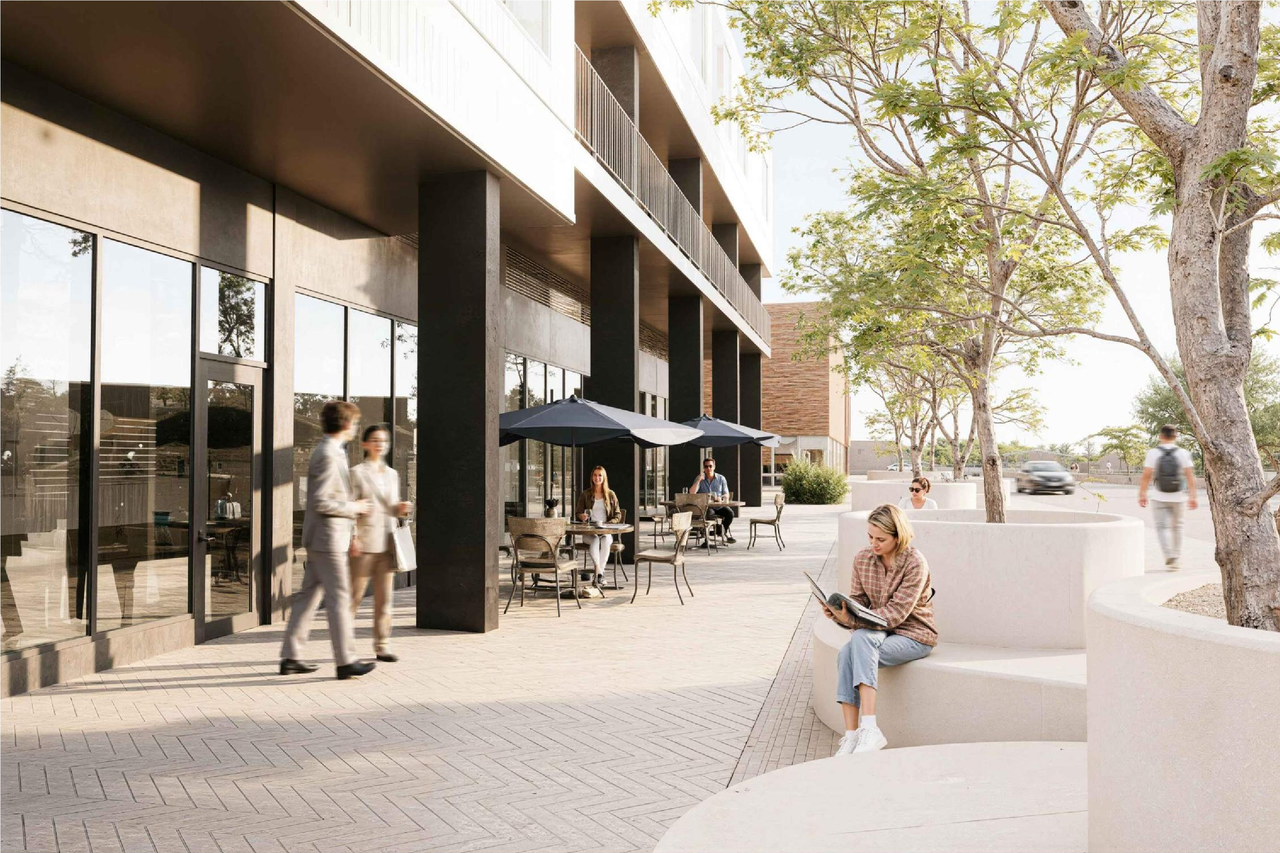 Rendering of building from page 9 of the file 'DMAP Plans Submitted DP2025-06078 (13MB) 2025-10-27'