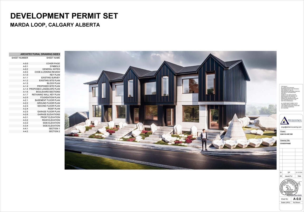 Rendering of building from page 1 of the file 'DMAP Plans Submitted DP2025-06088 (2MB) 2025-10-28'