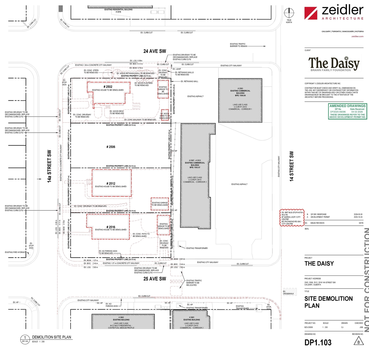 Construction site plan for project from page 4 of the file 'DP2025-06096 DMAP Plans (Amended)2026-04-02 (7MB)'