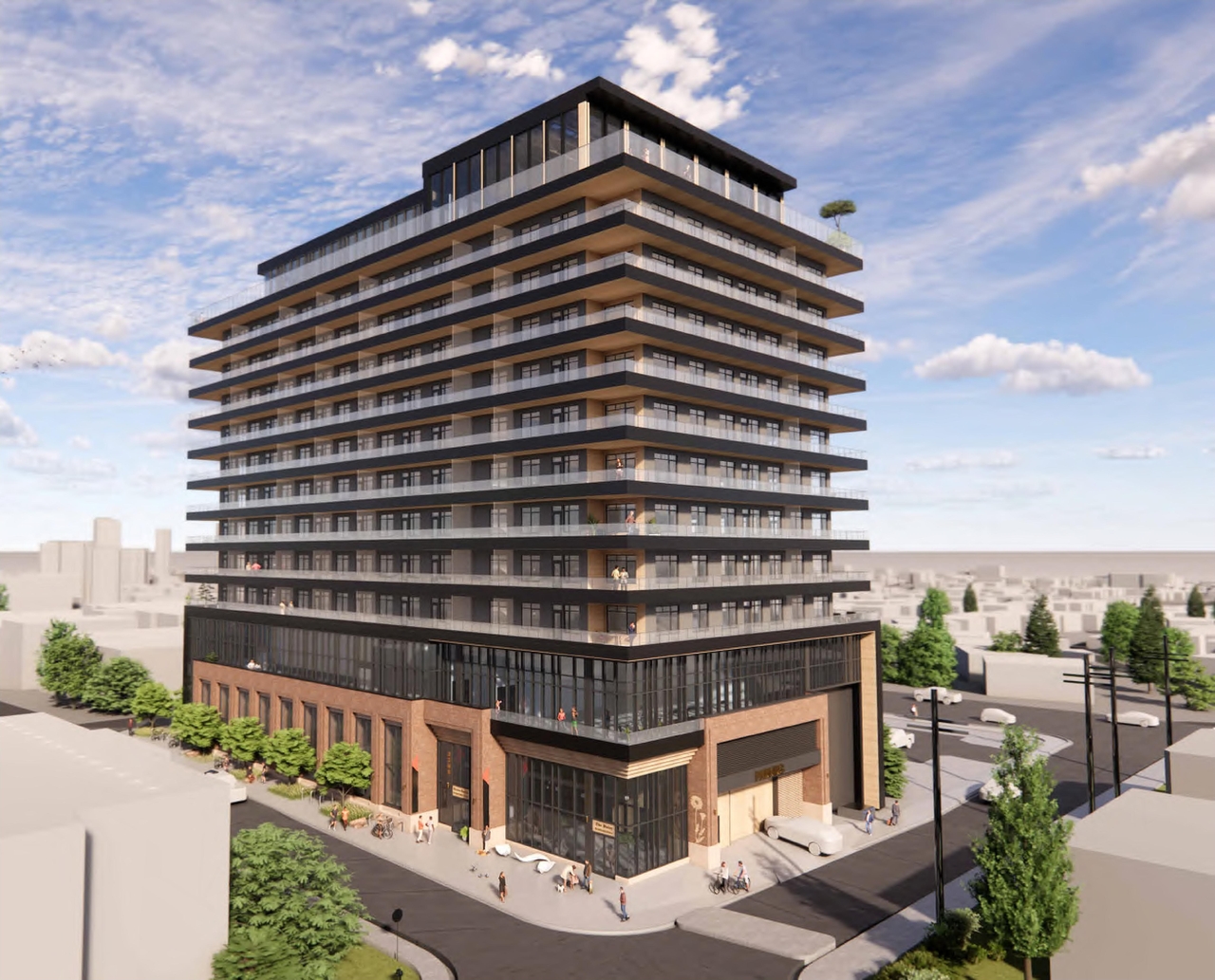 Rendering of building from page 1 of the file 'DMAP Plans (Submitted) DP2025-06096 (4MB) 2025-10-28'