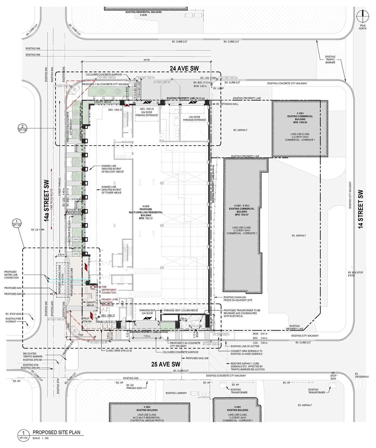 Construction site plan for project from page 3 of the file 'DMAP Plans (Submitted) DP2025-06096 (4MB) 2025-10-28'