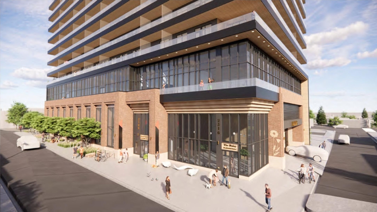 Rendering of building from page 4 of the file 'DMAP Plans (Submitted) DP2025-06096 (4MB) 2025-10-28'