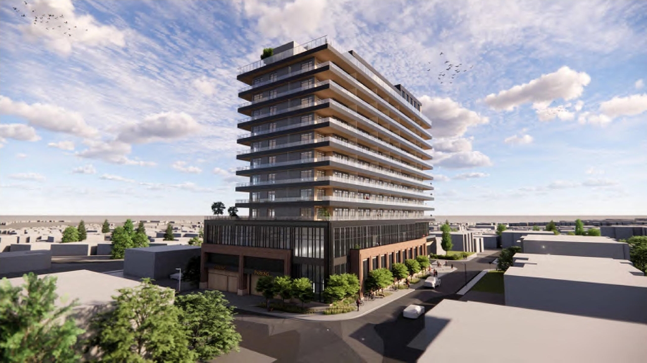 Rendering of building from page 4 of the file 'DMAP Plans (Submitted) DP2025-06096 (4MB) 2025-10-28'