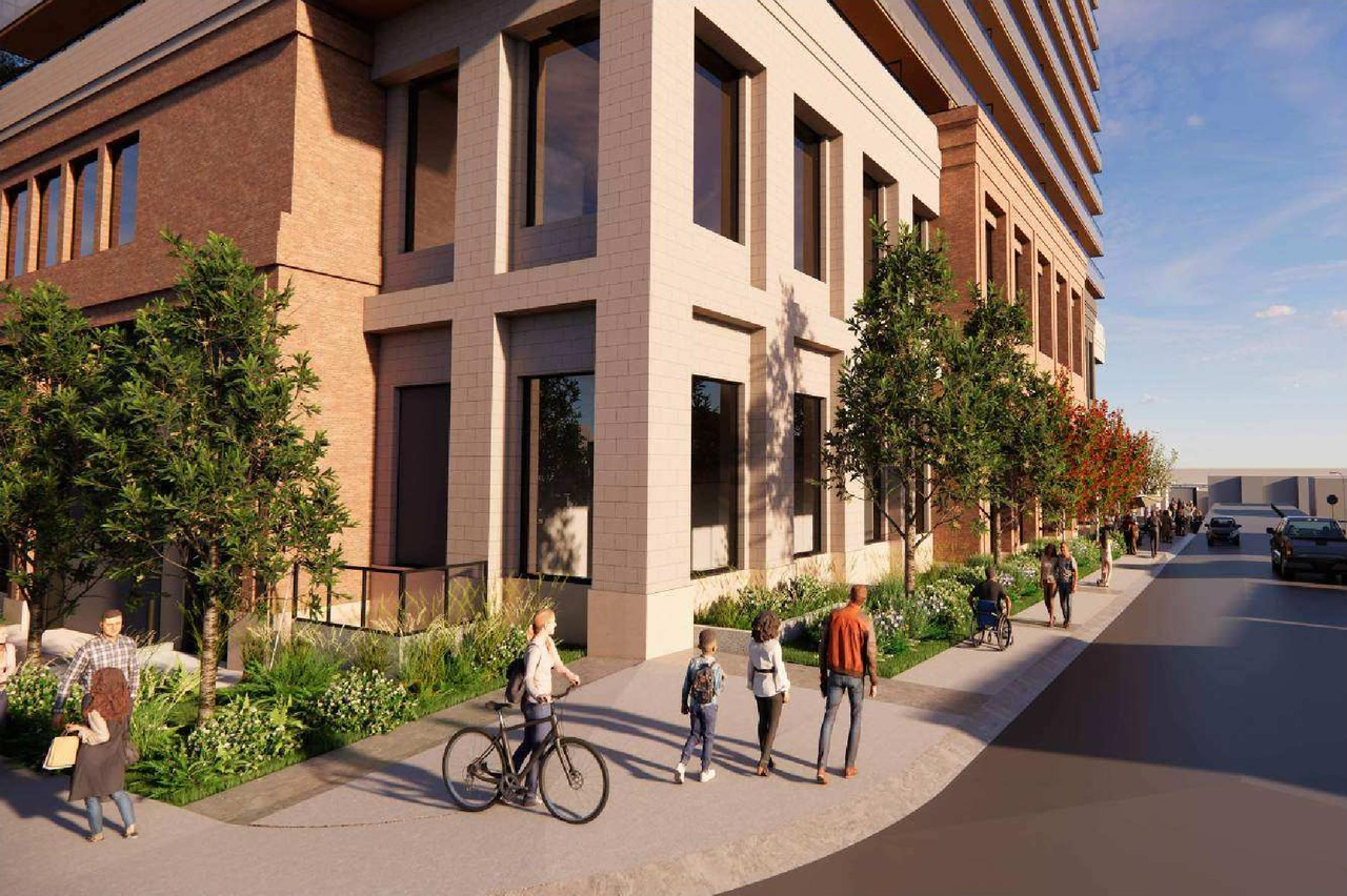 Rendering of building from page 7 of the file 'DP2025-06096 DMAP Plans Amended (10MB) 2026-09-24'