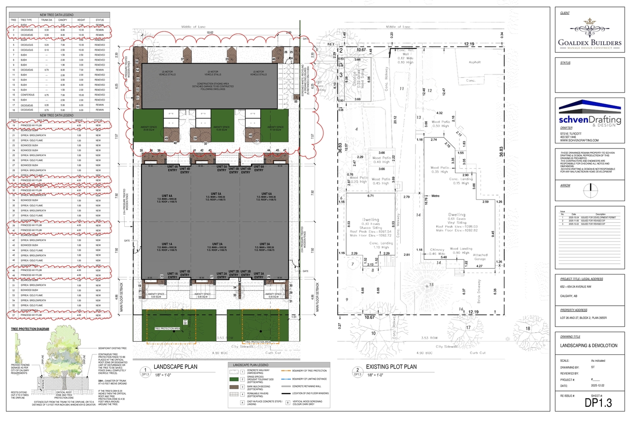 Construction site plan for project from page 3 of the file 'DP2025-06107 DMAP Plans Amended (5MB) 2026-01-07'