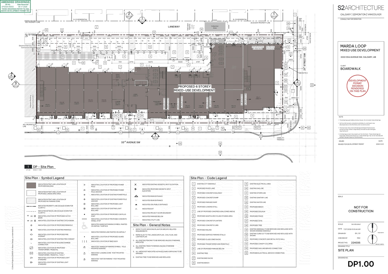 Construction site plan for project from page 5 of the file 'DP2025-06202 - DMAP PLANS - DECISION RENDERED 2026-08-19 (6MB)'
