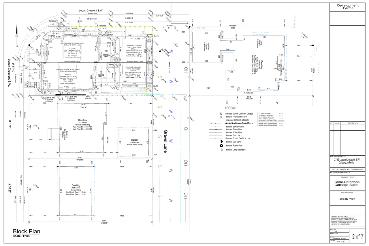 Construction site plan for project from page 2 of the file 'DP2025-06217 DMAP Plans Submitted 2025-12-05 (3MB)'