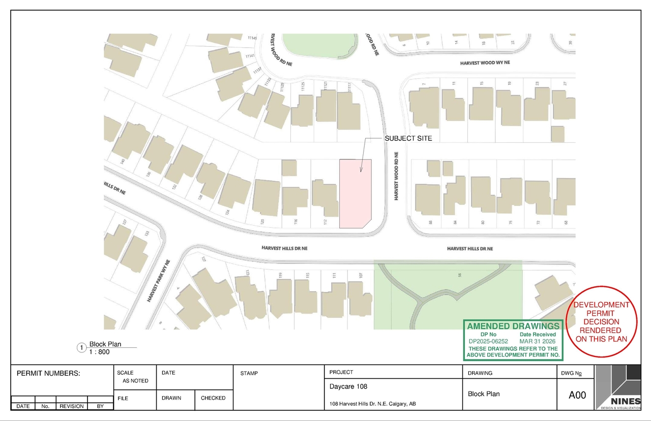 Construction site plan for project from page 1 of the file 'DP2025-06252 - DMAP PLANS - DECISION RENDERED- 2026-04-20 (1MB)'