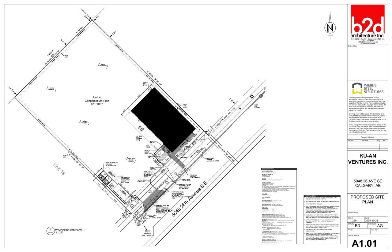 Construction site plan for project from page 4 of the file 'DP2025-06280 DMAP Plans Submitted (3MB) 2025-12-02'