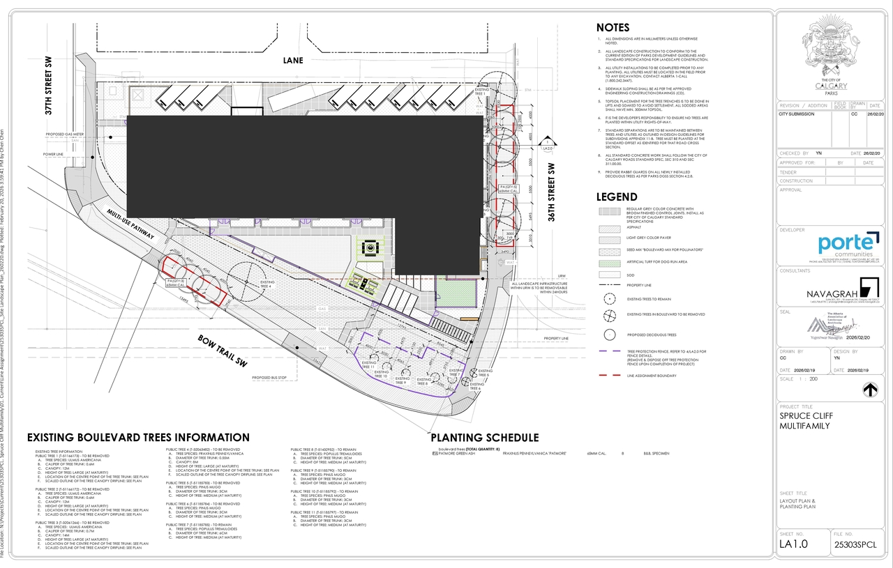 Construction site plan for project from page 13 of the file 'DP2025-06331 DMAP Plans Amended (10MB) 2026-02-24'