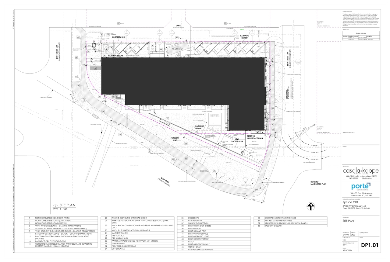 Construction site plan for project from page 2 of the file 'DP2025-06331 DMAP Plans Amended (10MB) 2026-02-24'