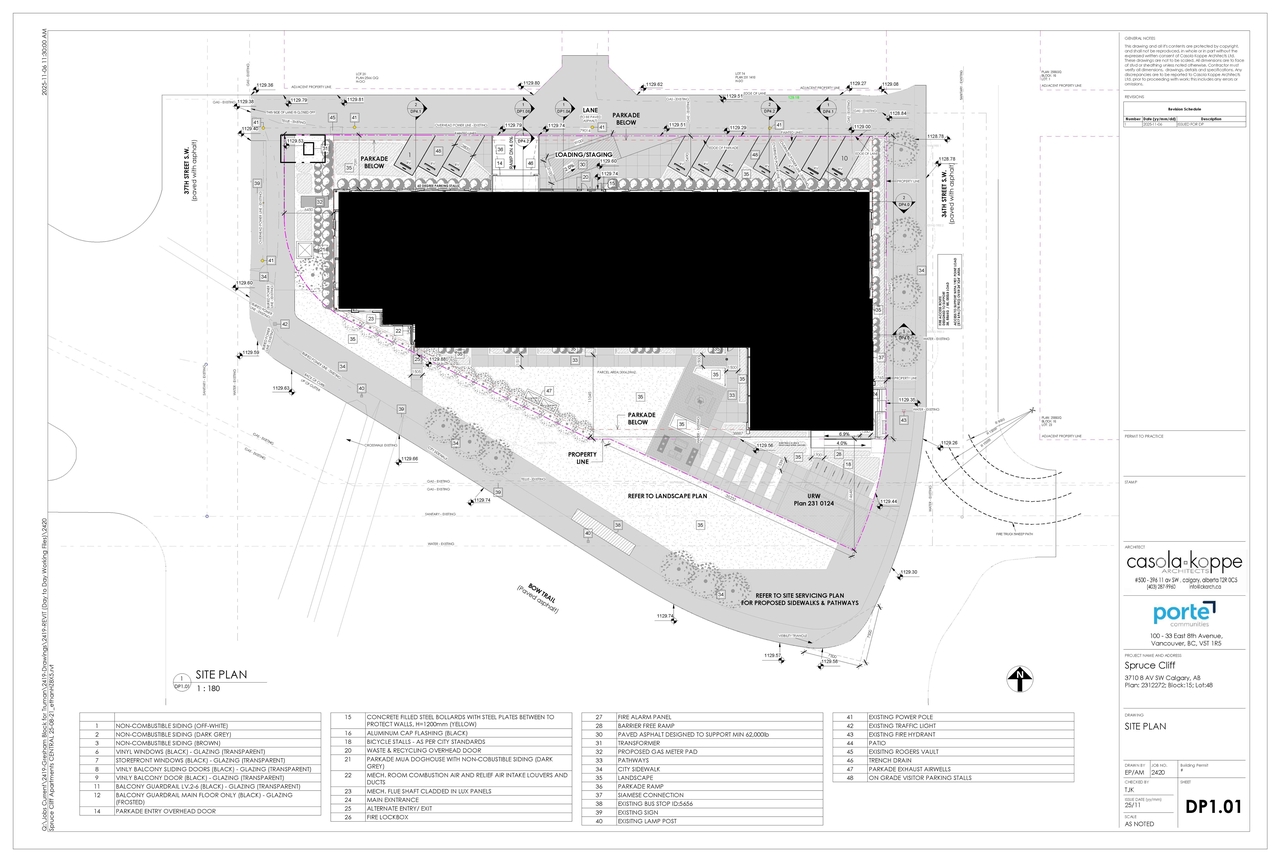 Construction site plan for project from page 2 of the file 'DP2025-06331 DMAP Plans (Submitted) 2025-11-10 (5MB)'