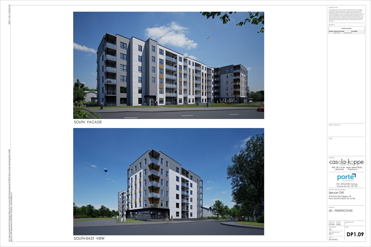 Rendering of building from page 5 of the file 'DP2025-06331 DMAP Plans (Submitted) 2025-11-10 (5MB)'