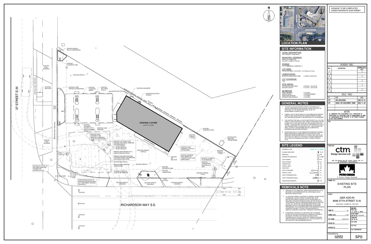 Construction site plan for project from page 2 of the file 'DP2025-06348 DMAP Plans Submitted 2025-11-11 (7MB)'