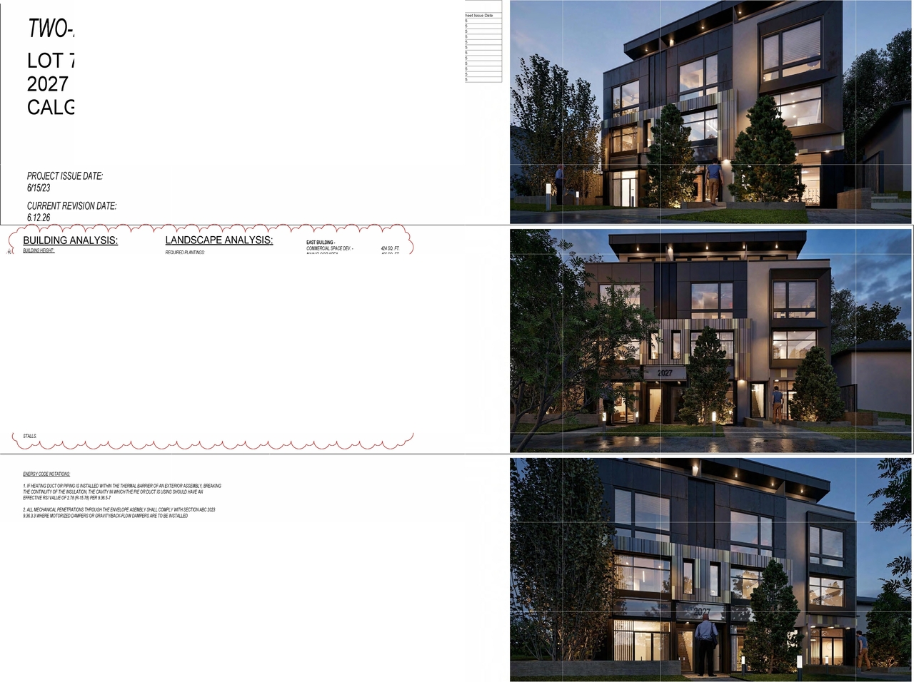 Rendering of building from page 1 of the file 'DP2025-06377 DMAP Plans (Amended) (5MB) 2026-06-18'