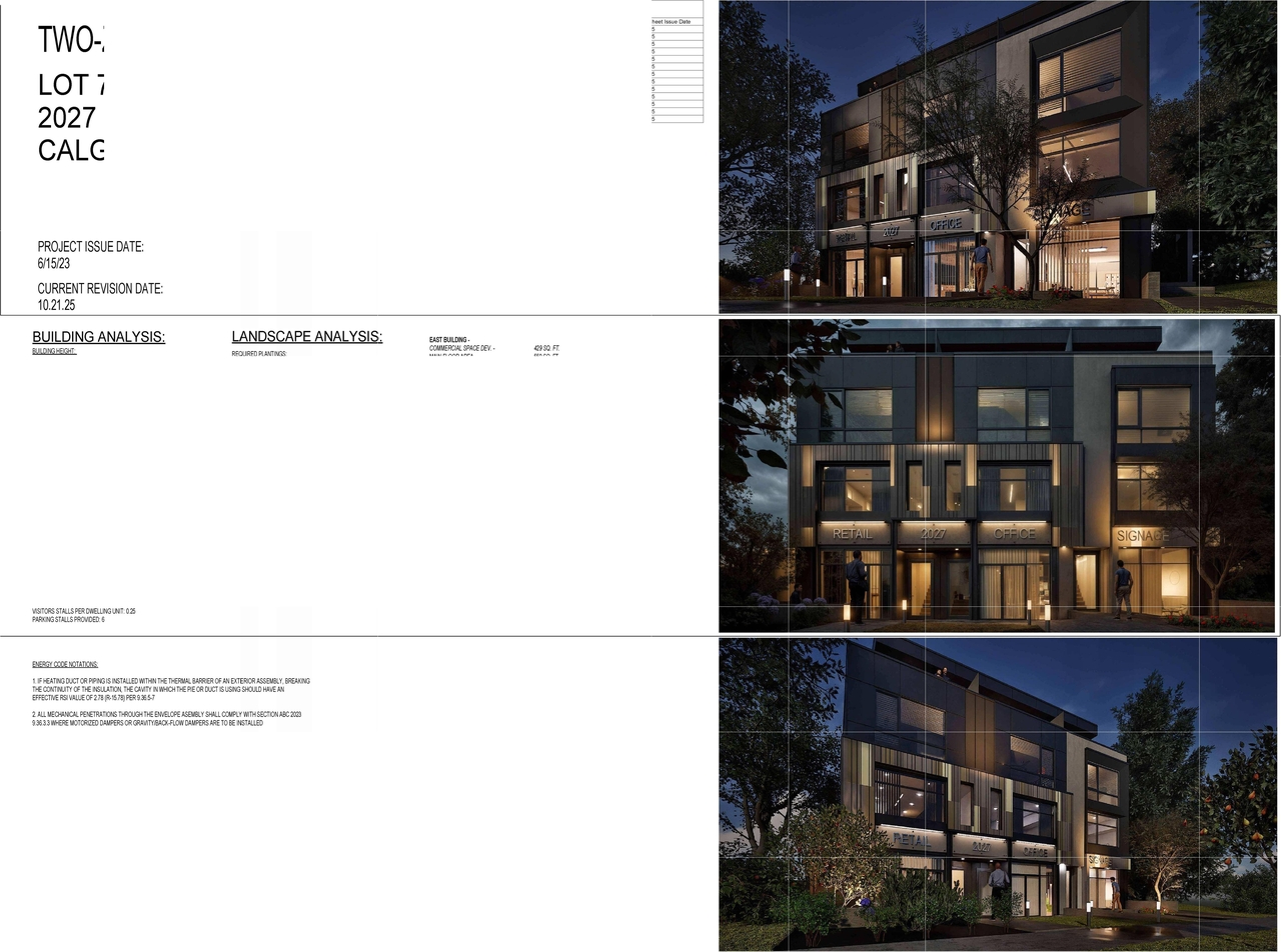 Rendering of building from page 1 of the file 'DP2025-06377 DMAP Plans Submitted 2025-11-12 (9MB)'
