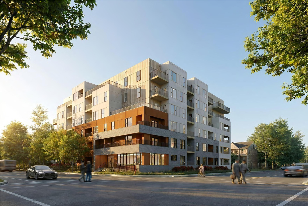 Rendering of building from page 1 of the file 'DP2025-06412 DMAP Plans (amended) 2026-07-08 (2MB)'