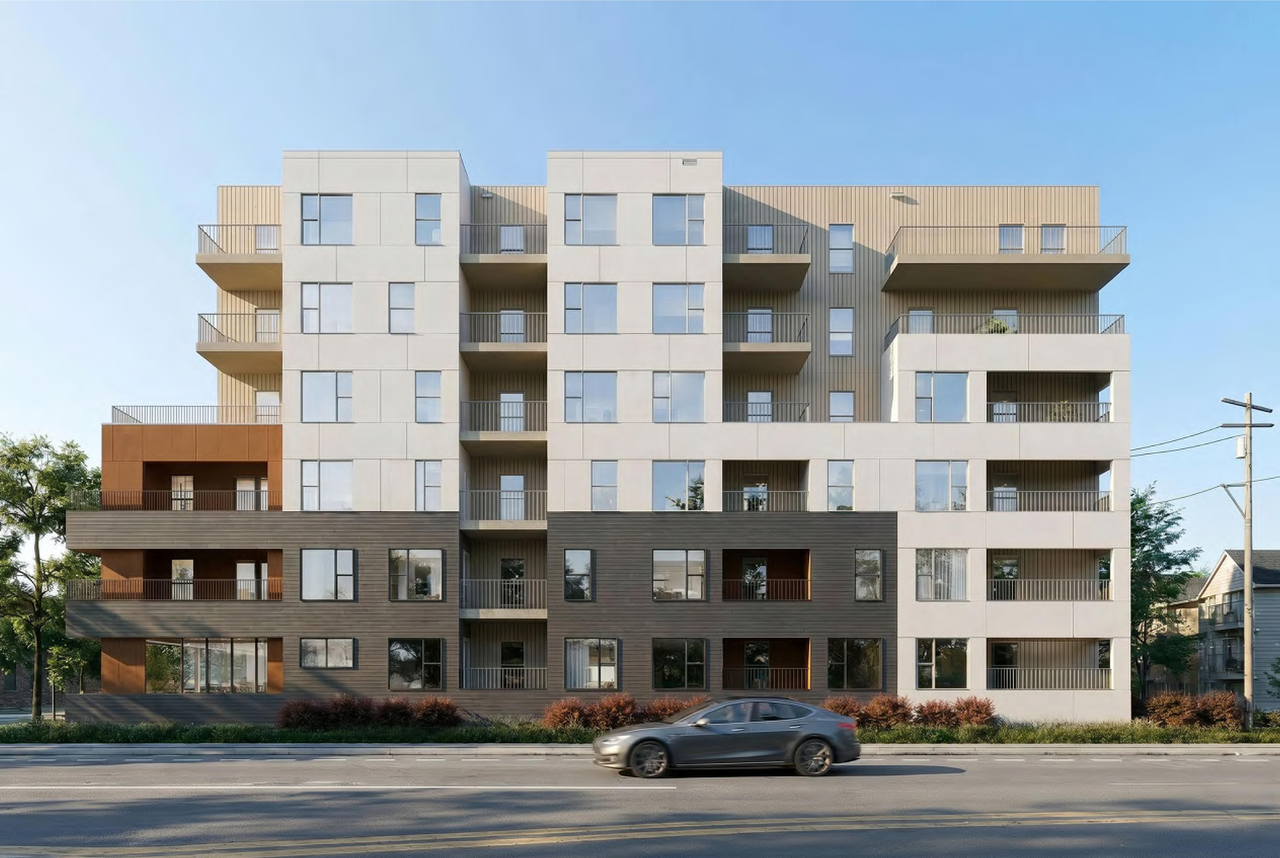 Rendering of building from page 6 of the file 'DP2025-06412 DMAP Plans (amended) 2026-07-08 (2MB)'