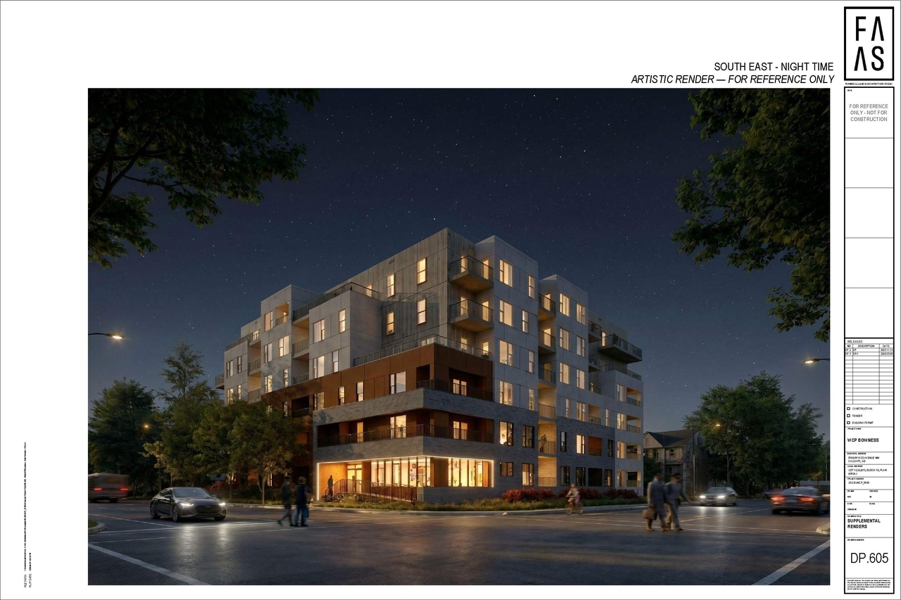Rendering of building from page 8 of the file 'DP2025-06412 DMAP Plans (Amended) 2026-05-11 (5MB)'