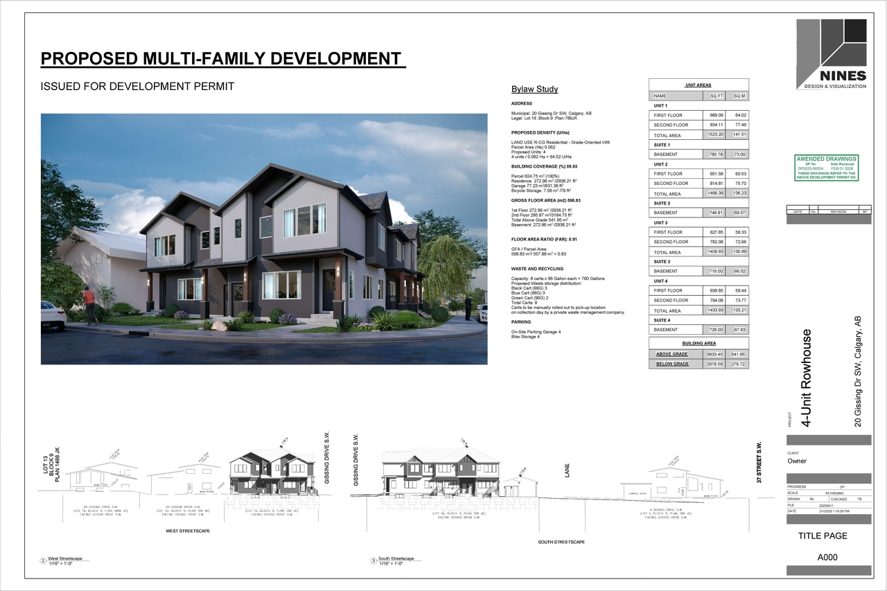 Construction site plan for project from page 1 of the file 'DP2025-06554 DMAP Plans Amended (7MB) 2026-02-01'