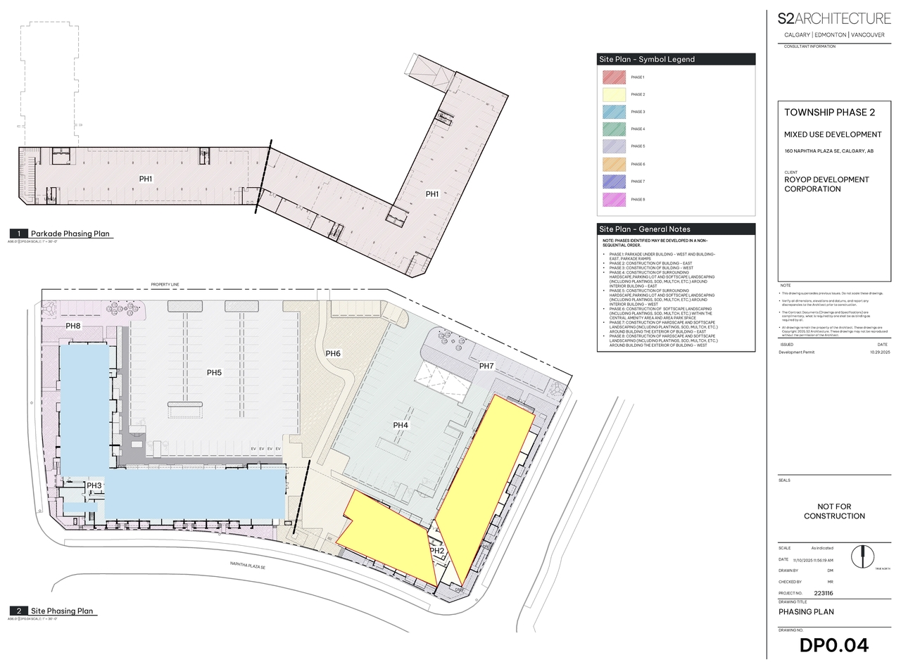 Construction site plan for project from page 5 of the file 'DP2025-06562 DMAP Plans Submitted (20MB) 2025-11-20'