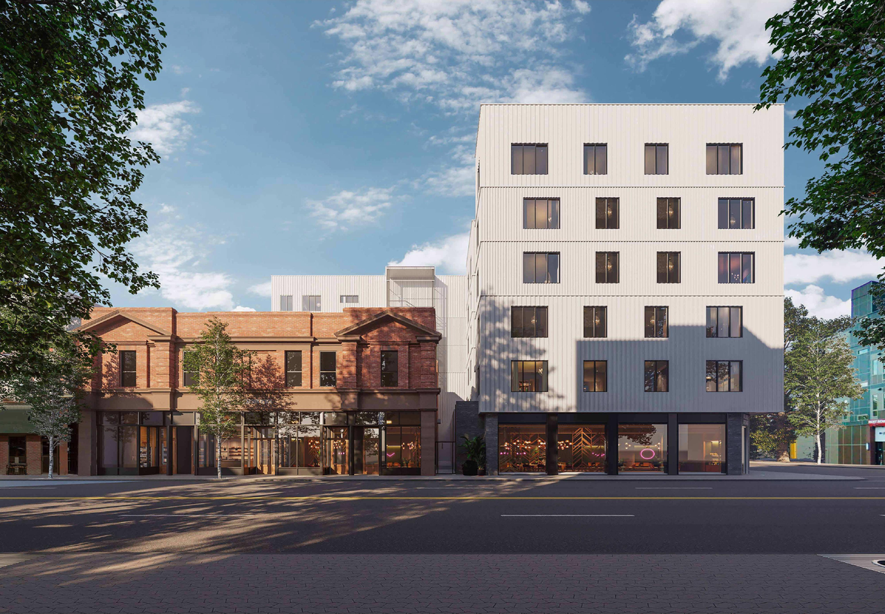 Rendering of building from page 1 of the file 'DP2025-06579 DMAP Plans Submitted (15MB) 2025-11-20'