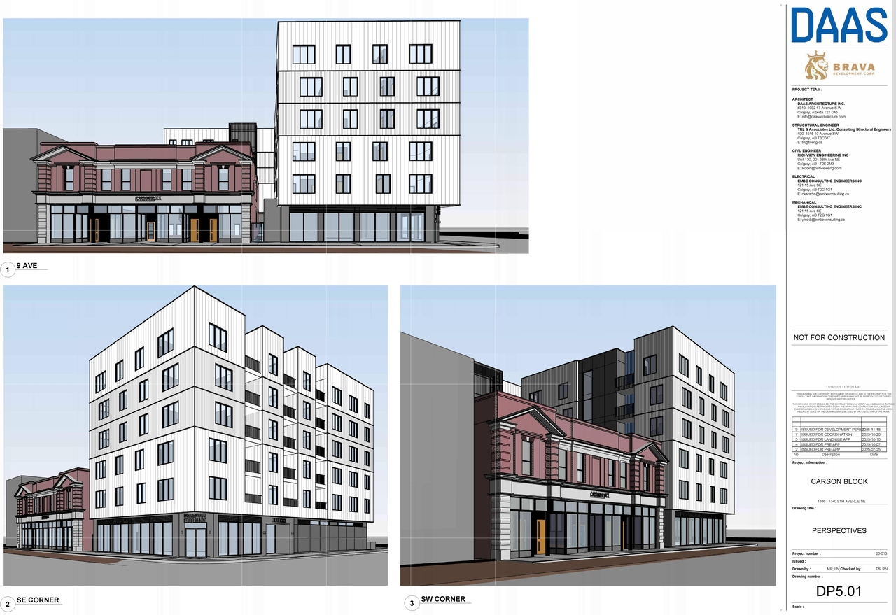 Rendering of building from page 13 of the file 'DP2025-06579 DMAP Plans Submitted (15MB) 2025-11-20'