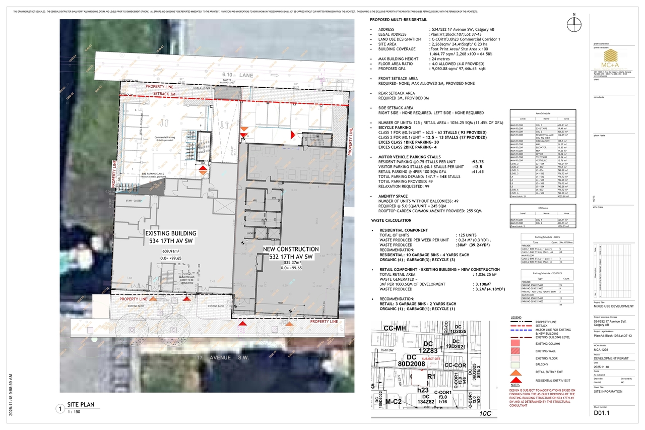 Construction site plan for project from page 3 of the file 'DP2025-06592 DMAP Plans Submitted 2025-11-21 (8MB)'