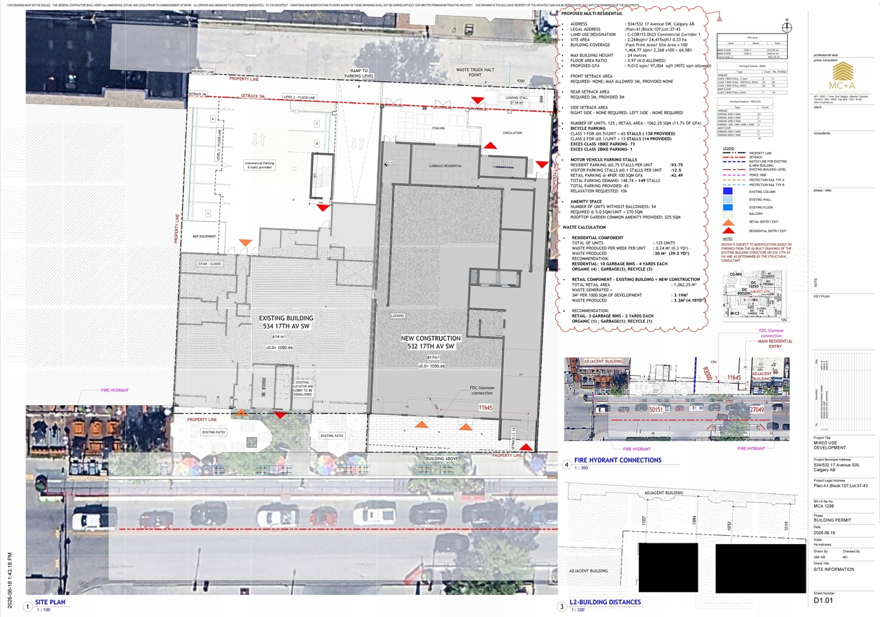 Construction site plan for project from page 2 of the file 'DP2025-06592 - DMAP Plans (amended) 2026-06-19 (8MB)'