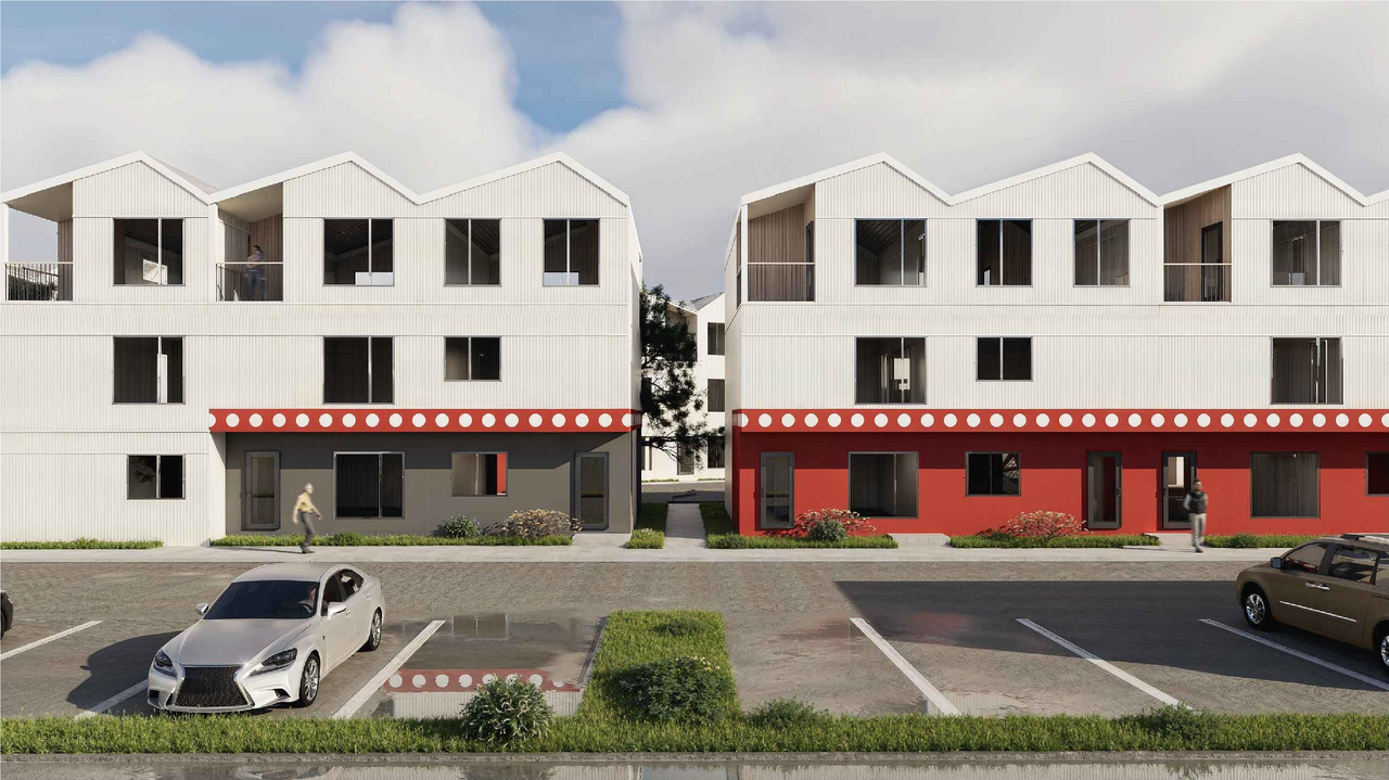 Rendering of building from page 1 of the file 'DP2025-06614 DMAP Plans Amended (16MB) 2026-02-18'