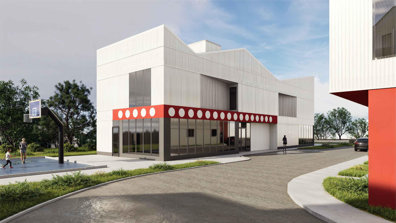 Rendering of building from page 19 of the file 'DP2025-06614 DMAP Plans Amended (16MB) 2026-02-18'