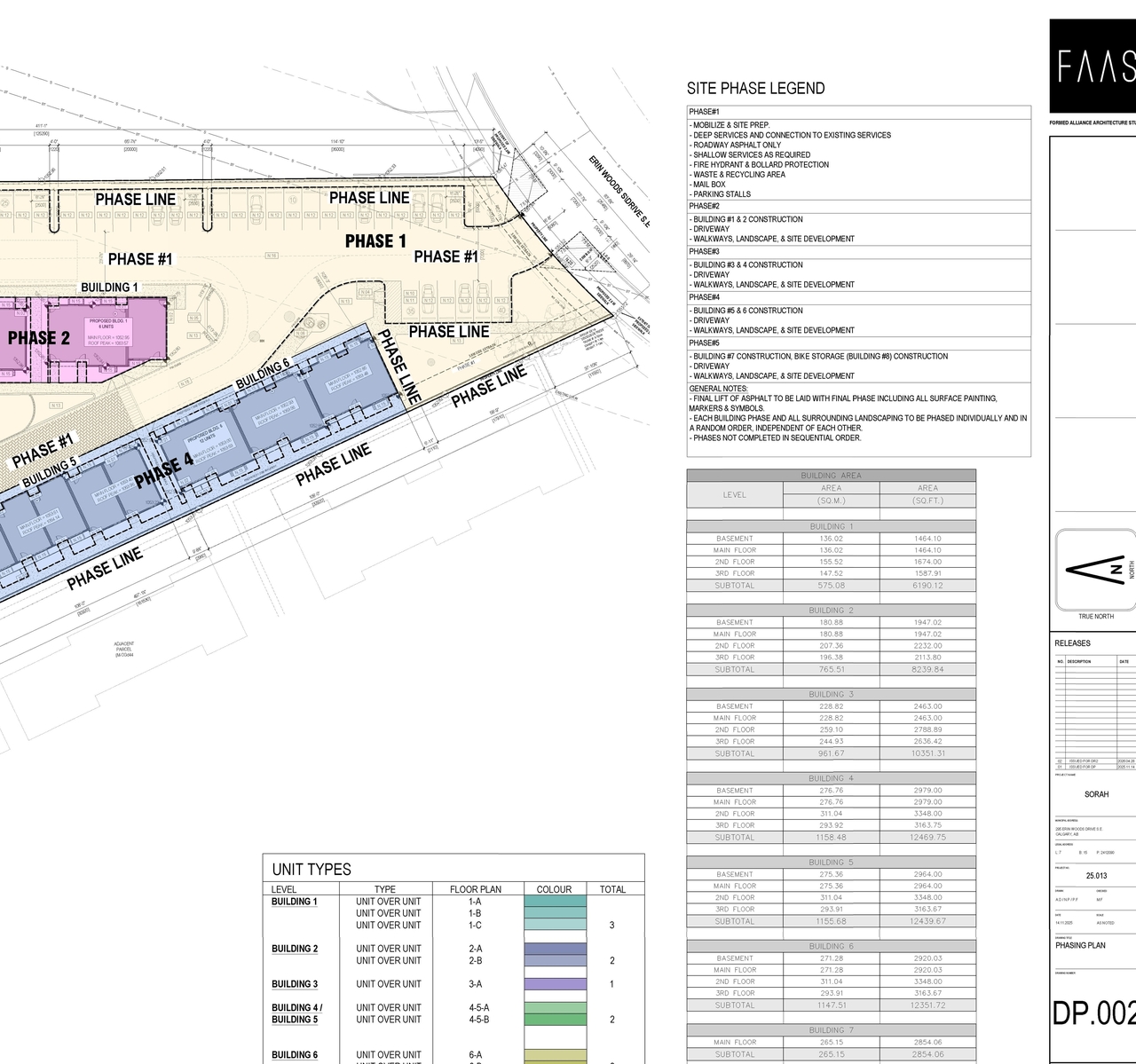 Construction site plan for project from page 3 of the file 'DP2025-06614 DMAP Amended Plans (12MB) 2026-05-04'