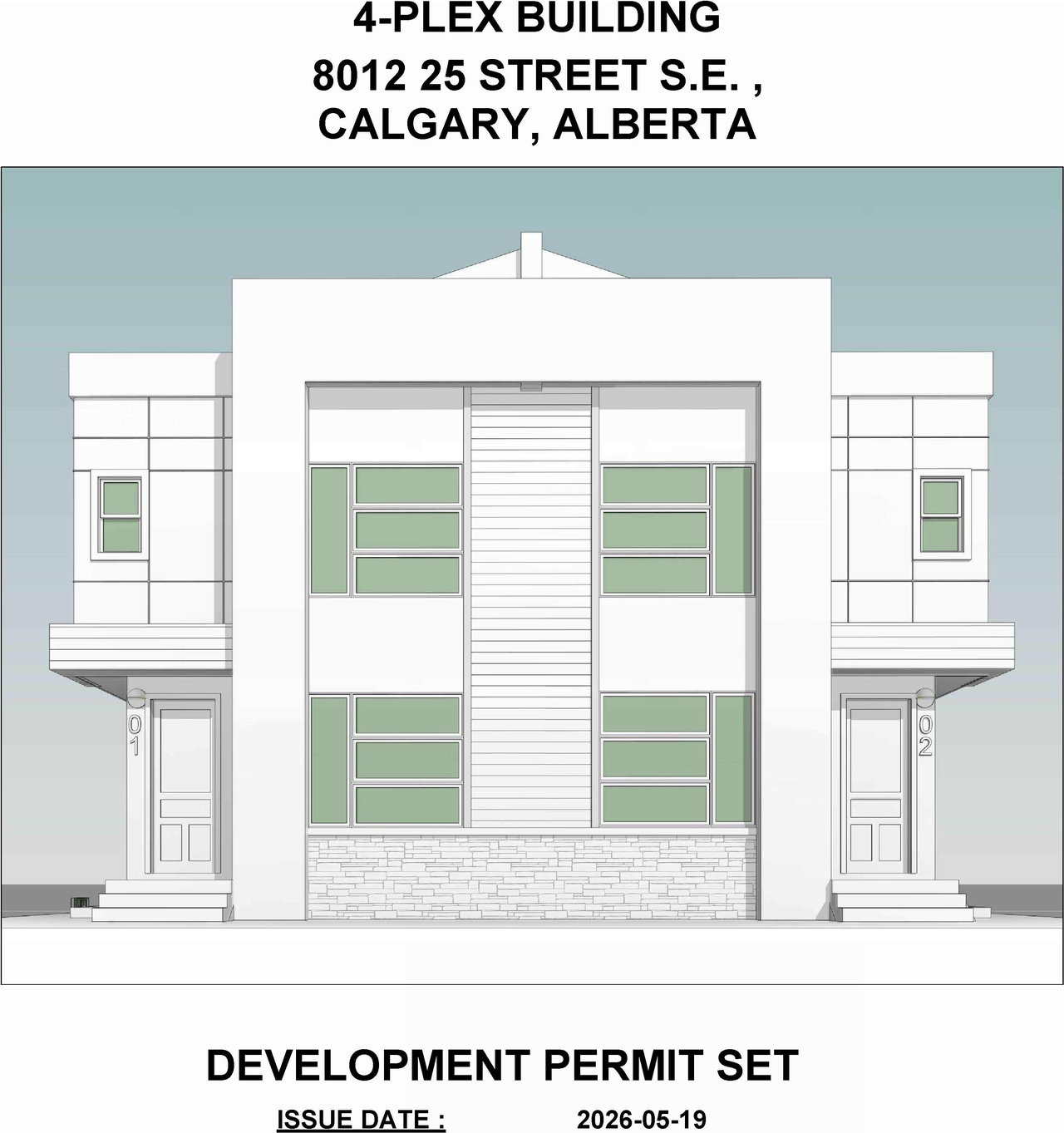 Rendering of building from page 1 of the file 'DMAP Plans (Submitted) DP2025-06854 (4MB) 2026-06-02'