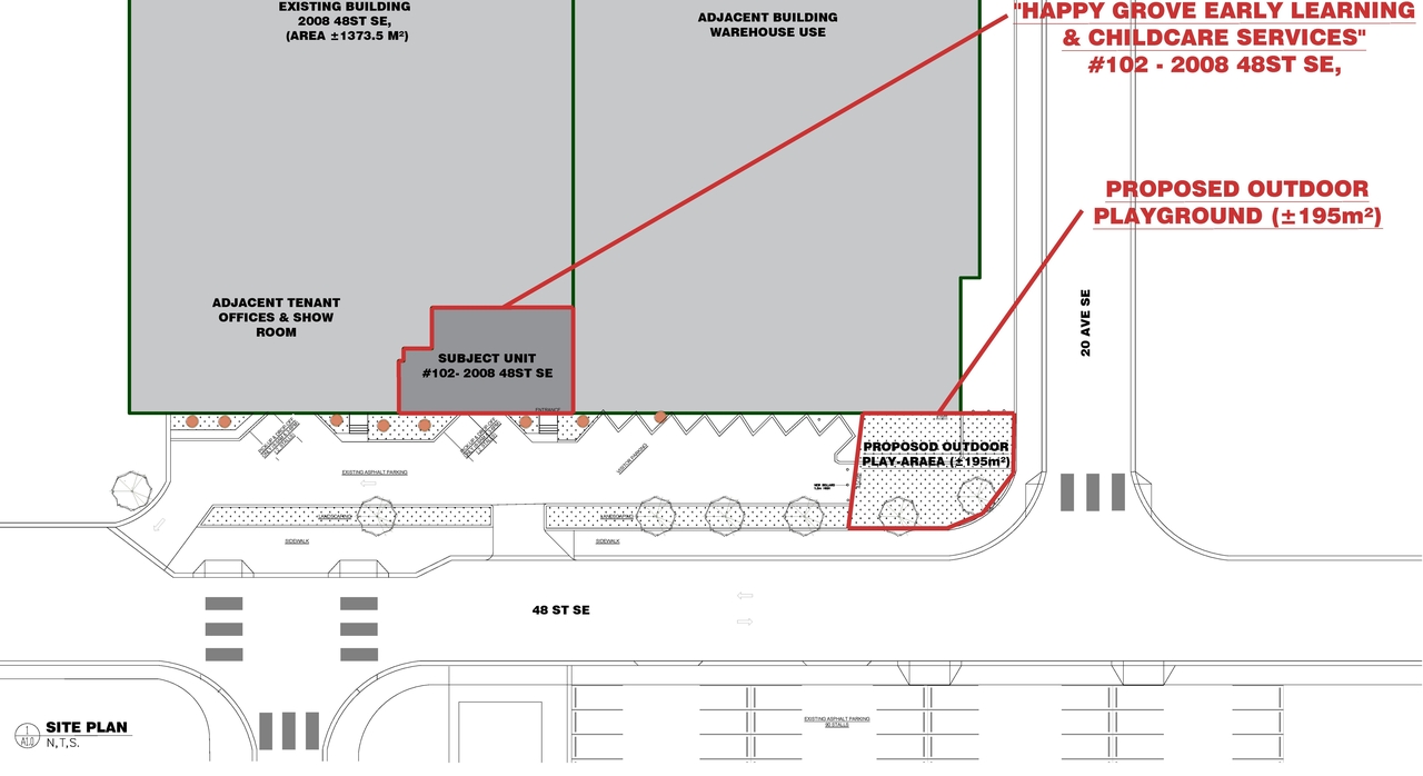 Construction site plan for project from page 1 of the file 'DP2025-06902 DMAP Plans (Amended) 2026-04-20 (1MB)'