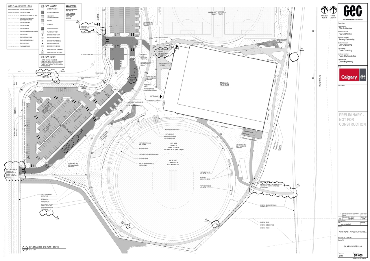 Construction site plan for project from page 6 of the file 'DP2025-06909 DMAP Plans Amended (17MB) 2026-02-24'
