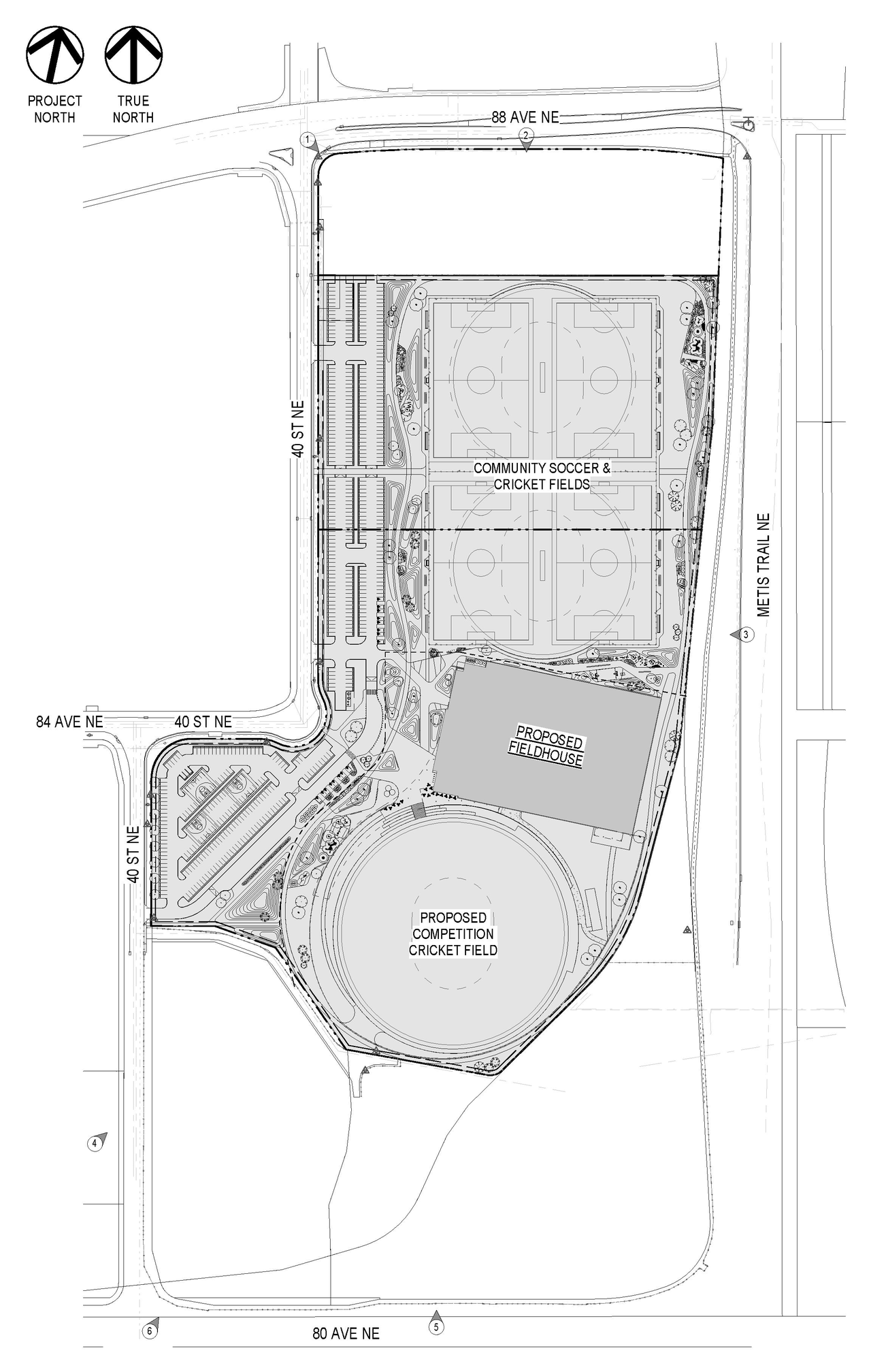 Construction site plan for project from page 2 of the file 'DP2025-06909 DMAP Plans Submitted 2025-12-02 (8MB)'