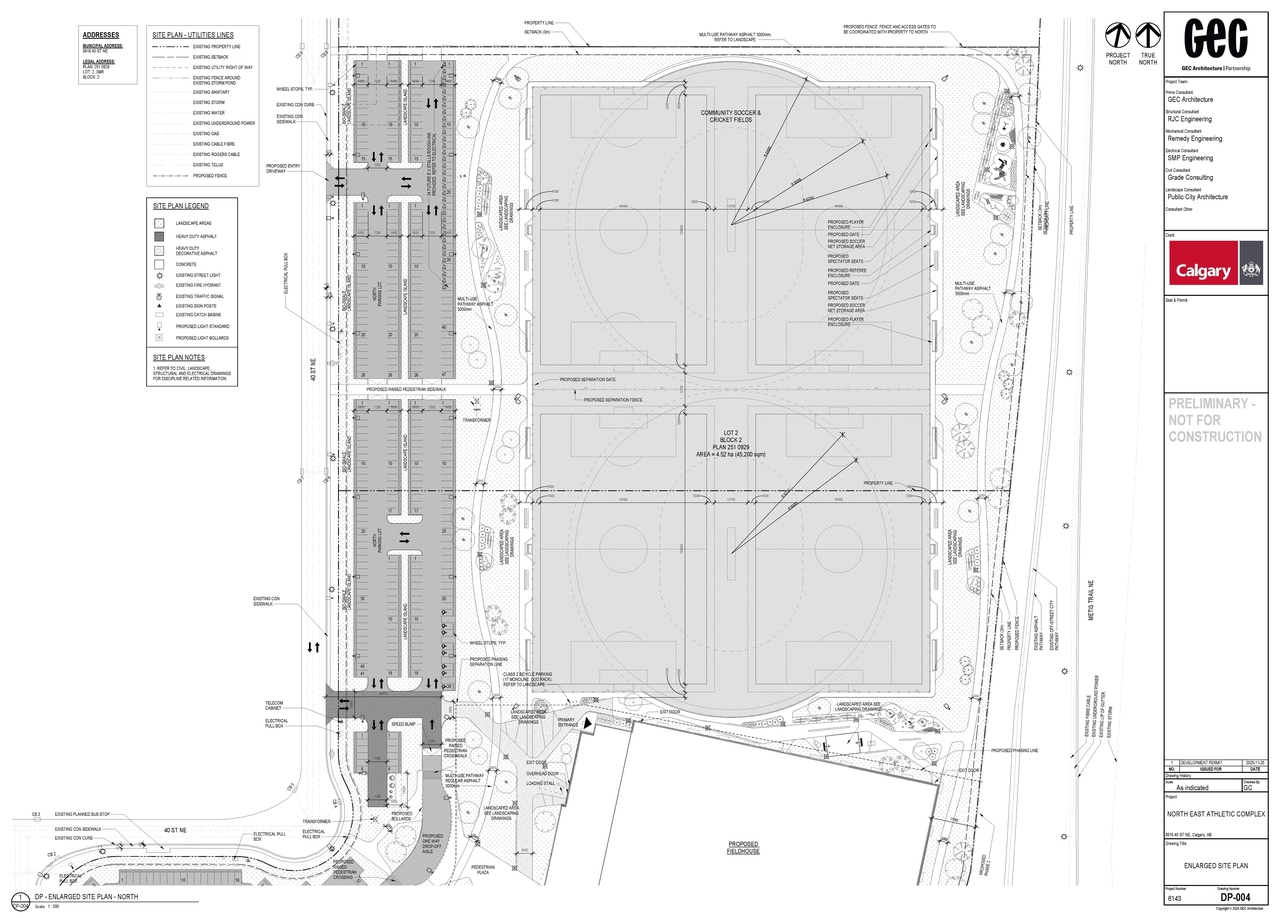 Construction site plan for project from page 5 of the file 'DP2025-06909 DMAP Plans Submitted 2025-12-02 (8MB)'