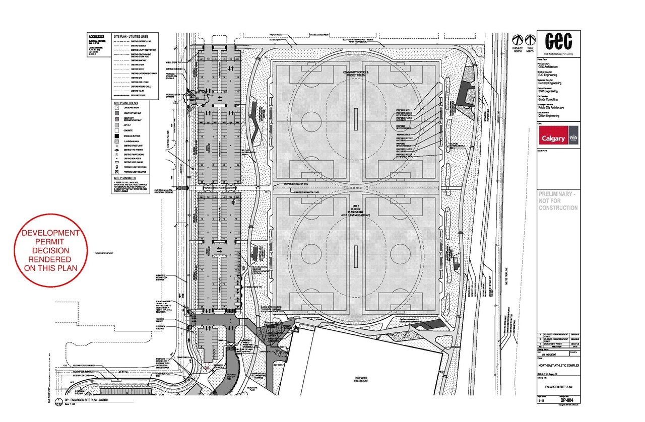 Construction site plan for project from page 5 of the file 'DP2025-06909 - DMAP DECISION RENDERED (29MB) 2026-04-30'