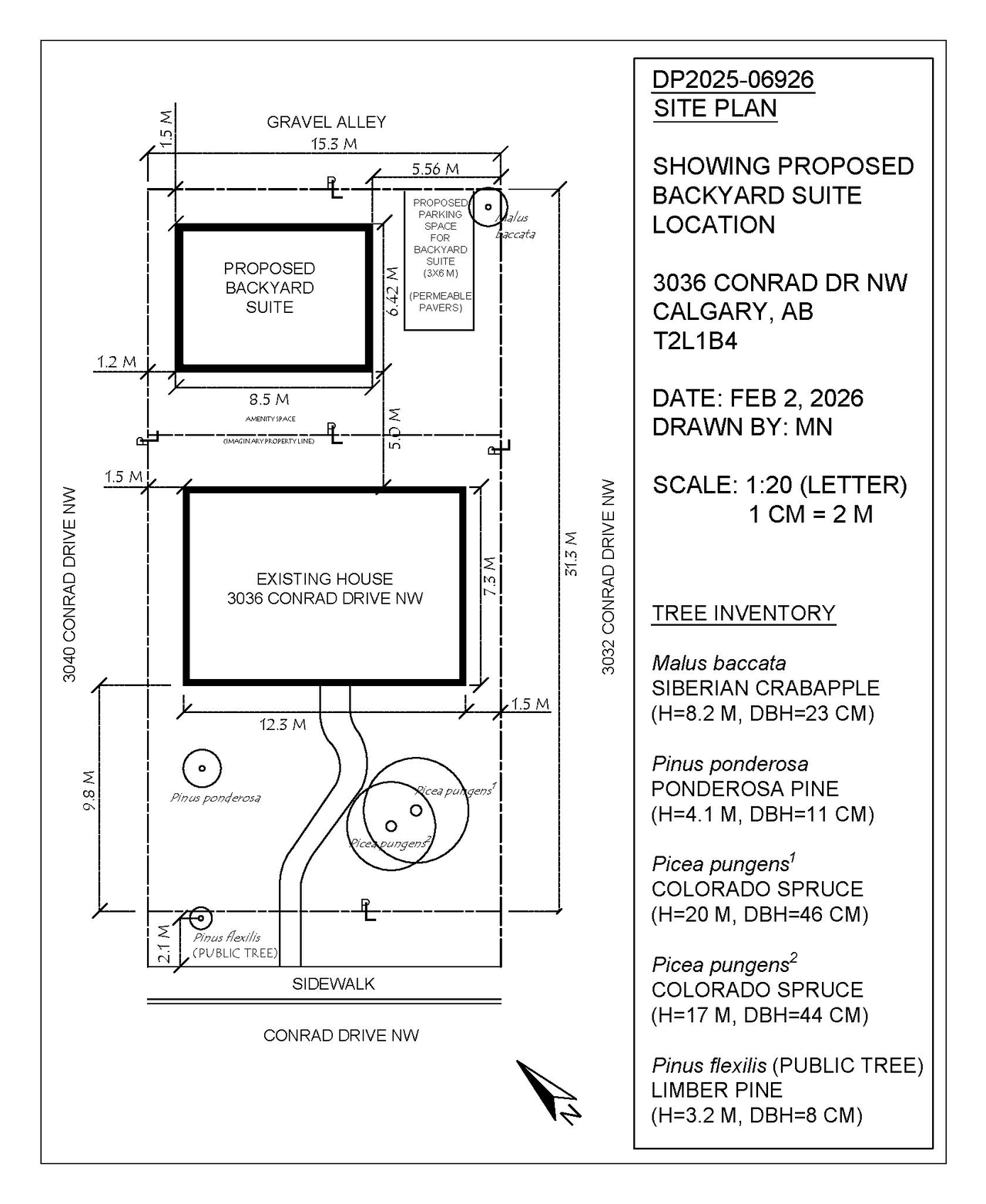Construction site plan for project from page 1 of the file 'DP2025-06926 DMAP Plans Amended (1MB) 2026-02-02'