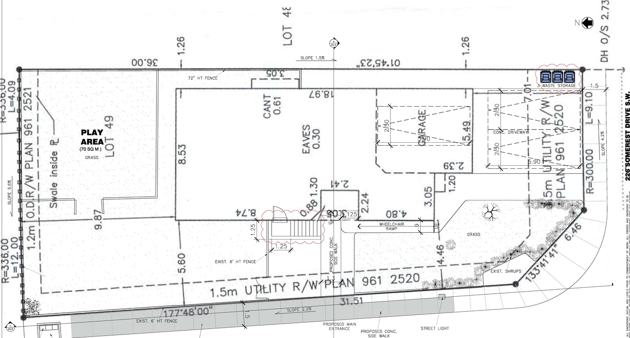 Construction site plan for project from page 1 of the file 'DP2025-06950 - DMAP DECISION RENDERED PLANS  (2MB) 2026-07-20'