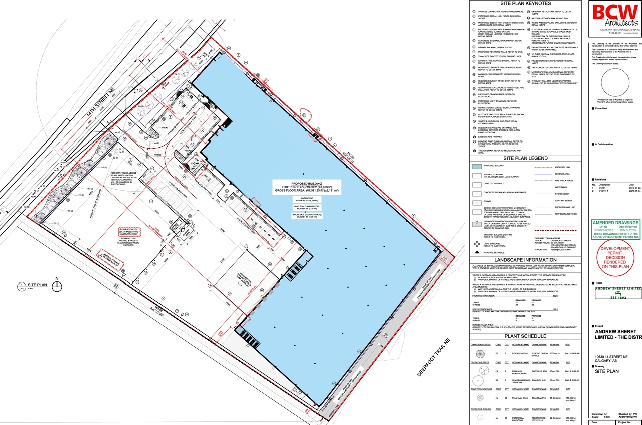 Construction site plan for project from page 2 of the file 'DP2025-06951 - DMAP DECISION RENDERED (8MB) 2026-06-25'